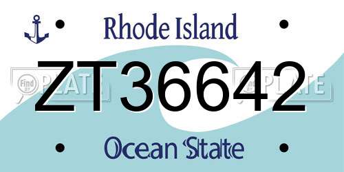 ZT36642 Rhode Island License Plate