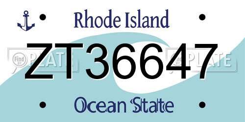 ZT36647 Rhode Island License Plate