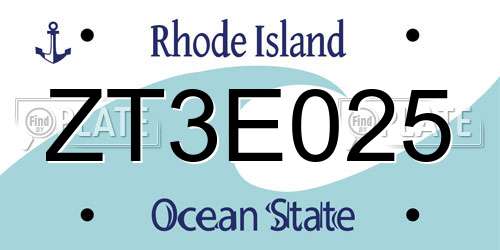ZT3E025 Rhode Island License Plate