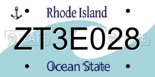 ZT3E028 Rhode Island License Plate