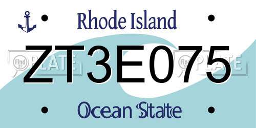 ZT3E075 Rhode Island License Plate