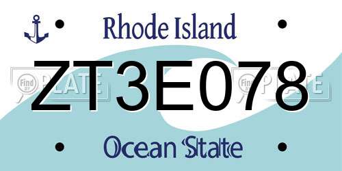 ZT3E078 Rhode Island License Plate