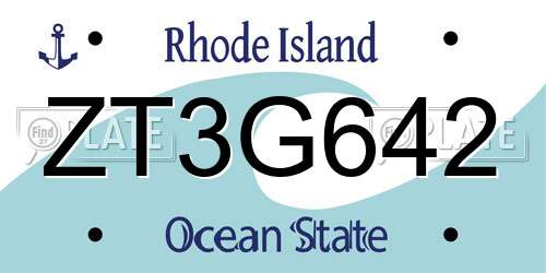 ZT3G642 Rhode Island License Plate