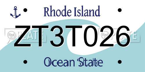 ZT3T026 Rhode Island License Plate