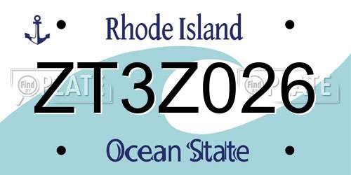 ZT3Z026 Rhode Island License Plate