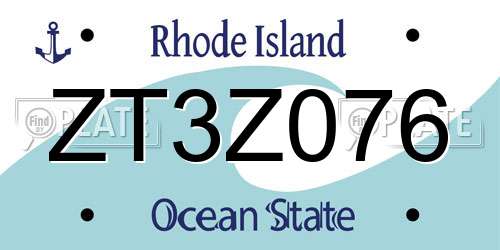 ZT3Z076 Rhode Island License Plate