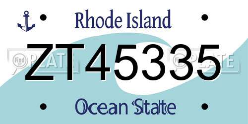 ZT45335 Rhode Island License Plate