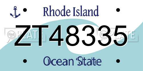 ZT48335 Rhode Island License Plate