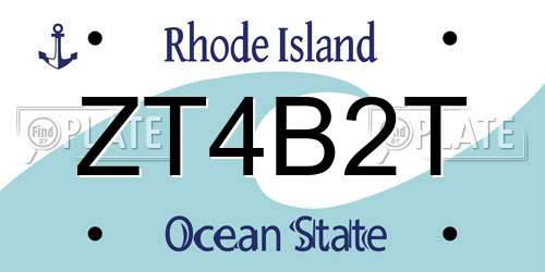 ZT4B2T Rhode Island License Plate