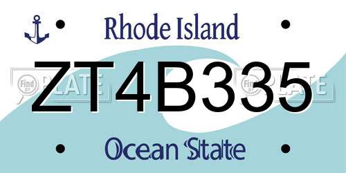 ZT4B335 Rhode Island License Plate