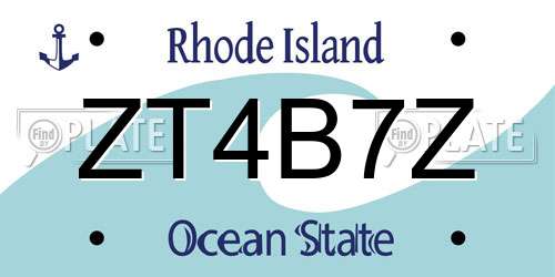 ZT4B7Z Rhode Island License Plate