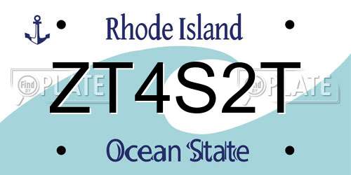 ZT4S2T Rhode Island License Plate