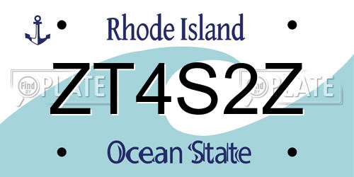 ZT4S2Z Rhode Island License Plate