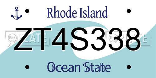 ZT4S338 Rhode Island License Plate