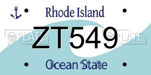 ZT549 Rhode Island License Plate