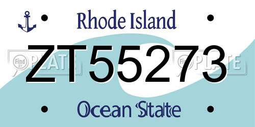 ZT55273 Rhode Island License Plate