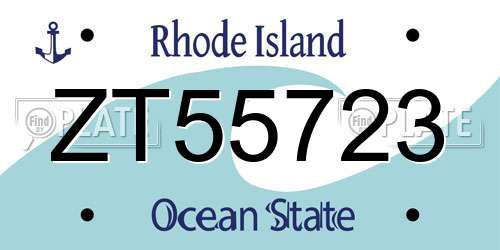 ZT55723 Rhode Island License Plate