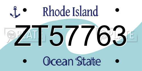 ZT57763 Rhode Island License Plate