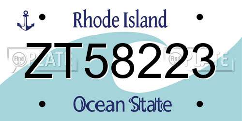 ZT58223 Rhode Island License Plate