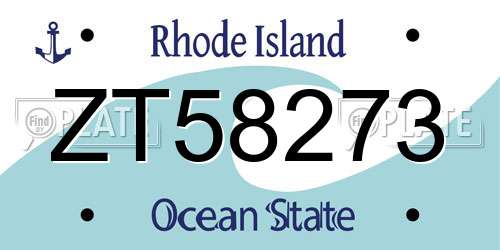 ZT58273 Rhode Island License Plate