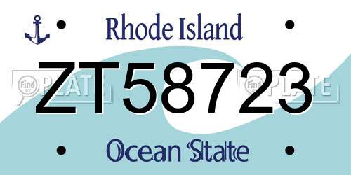 ZT58723 Rhode Island License Plate