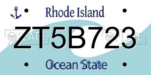 ZT5B723 Rhode Island License Plate