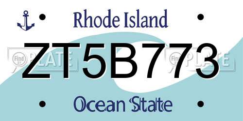 ZT5B773 Rhode Island License Plate