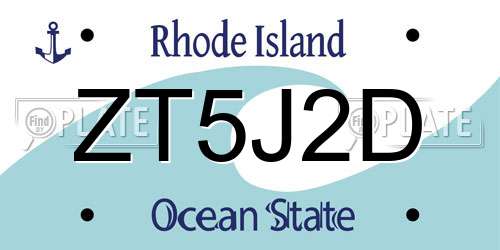 ZT5J2D Rhode Island License Plate