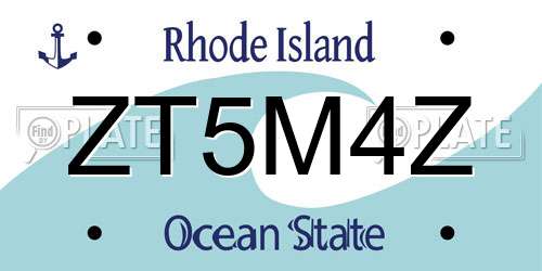 ZT5M4Z Rhode Island License Plate
