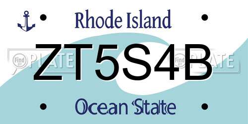 ZT5S4B Rhode Island License Plate