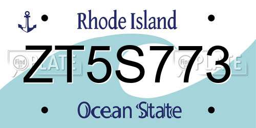 ZT5S773 Rhode Island License Plate