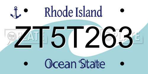 ZT5T263 Rhode Island License Plate