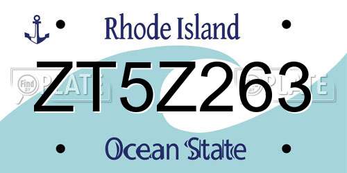 ZT5Z263 Rhode Island License Plate