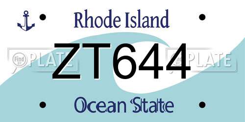 ZT644 Rhode Island License Plate