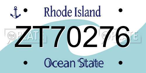 ZT70276 Rhode Island License Plate