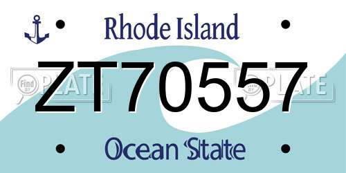 ZT70557 Rhode Island License Plate