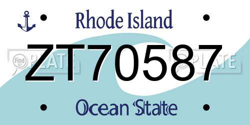 ZT70587 Rhode Island License Plate