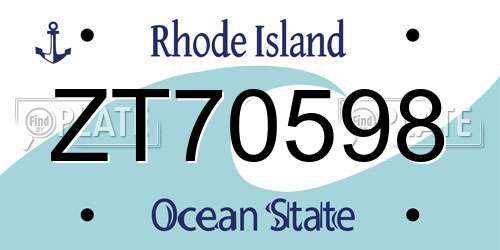 ZT70598 Rhode Island License Plate