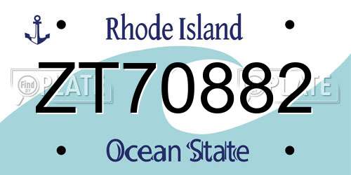ZT70882 Rhode Island License Plate