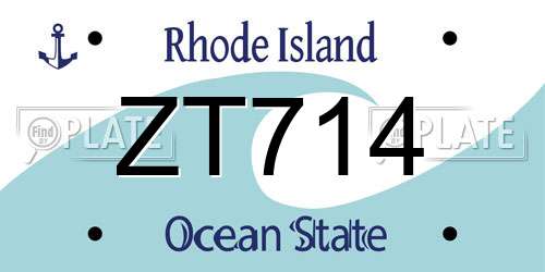 ZT714 Rhode Island License Plate