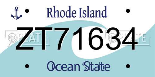 ZT71634 Rhode Island License Plate