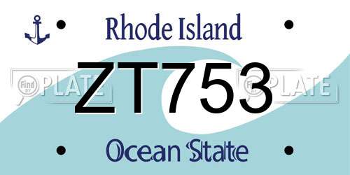 ZT753 Rhode Island License Plate