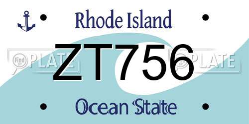 ZT756 Rhode Island License Plate