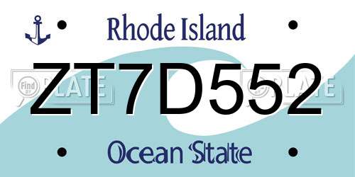 ZT7D552 Rhode Island License Plate