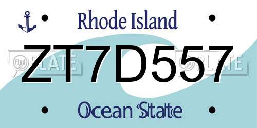 ZT7D557 Rhode Island License Plate