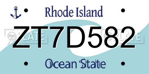 ZT7D582 Rhode Island License Plate