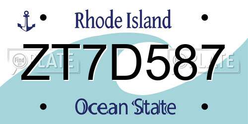 ZT7D587 Rhode Island License Plate