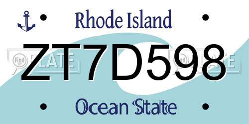 ZT7D598 Rhode Island License Plate