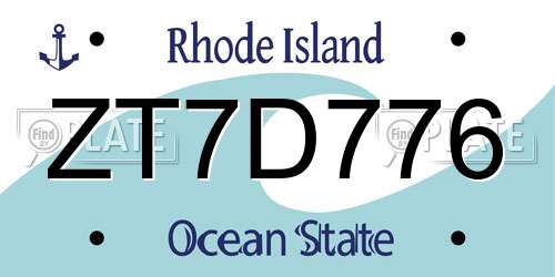 ZT7D776 Rhode Island License Plate