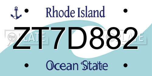 ZT7D882 Rhode Island License Plate